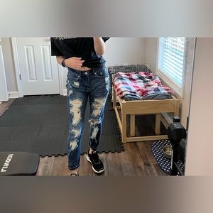 Dark blue ripped skinny jeans